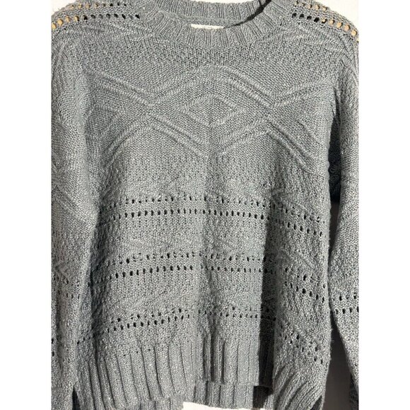 Lucky Brand Sweater Womens Petite Small Cable Knit Crew Neck Sea Foam Green - Picture 10 of 11